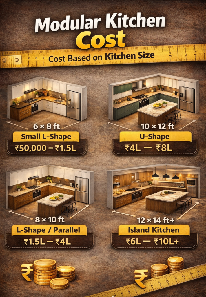 Modular Kitchen Cost Based on Kitchen Size